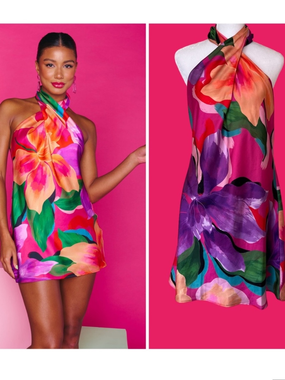 Jasmine Halter Mini Dress Color Water Lily Show Me Your MuMu Large